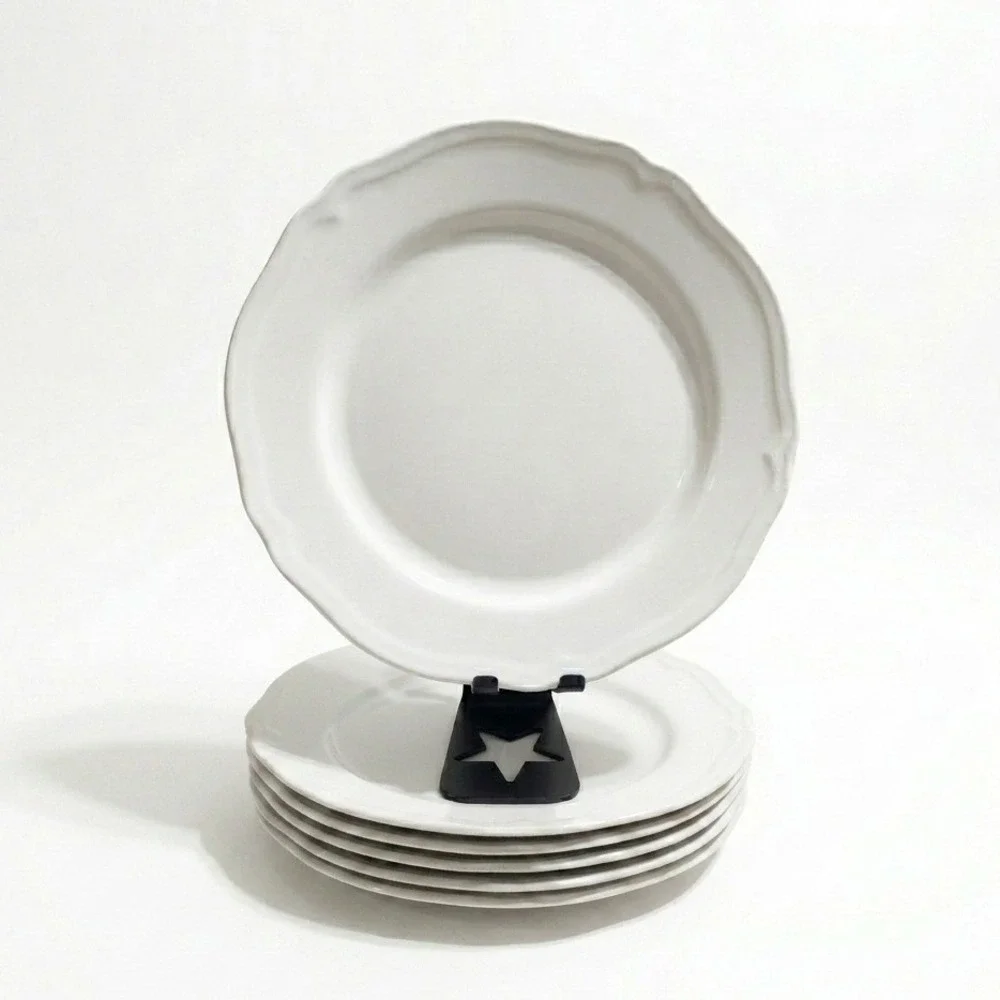 IKEA ARV White Dinner‎ Plates Set of 6 Scalloped Edge 11 Inch Porcelain Turkey